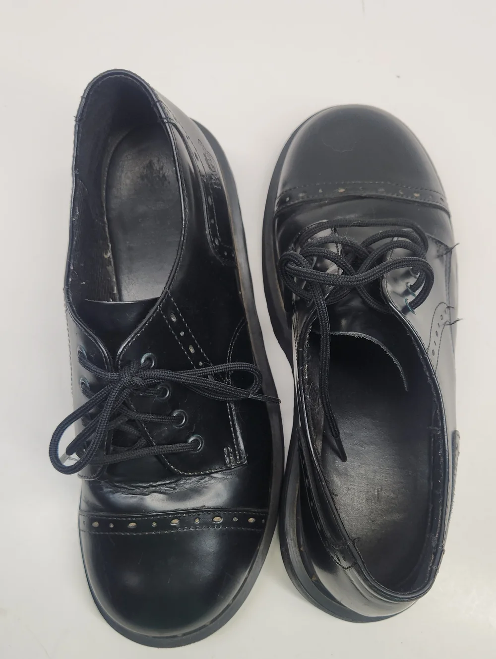Vintage Dr. Martens Men's Black Lace-Up Platform Shoes Size 7M 9W